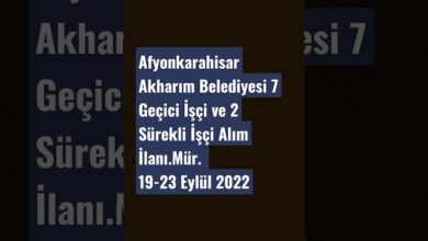 Afyonkarahisar Akharim Belediyesi 7 Gecici Isci ve 2 Surekli Isci Alim Ilani.Mur . 19 23 Eylul 2022 isci alimi