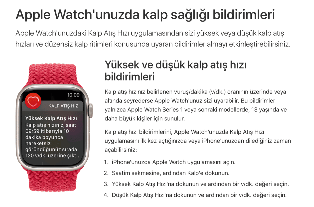 apple watch kalp sağlığı bildirimleri